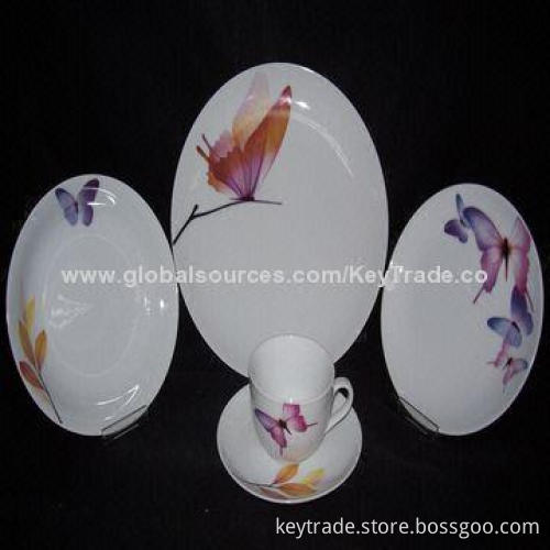 Fine Porcelain 20-piece Dinner Set in Rim-shape with Decal, Customized Designs Welcomed